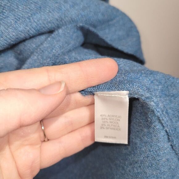 Pure Jill Blue Alpaca Blend Pocket Sweater Large Petite - Picture 5 of 10